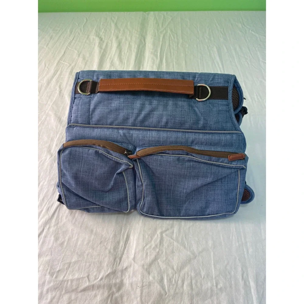 Snickany & Co. Denim Inspired Dog Backpack Harness Large Blue